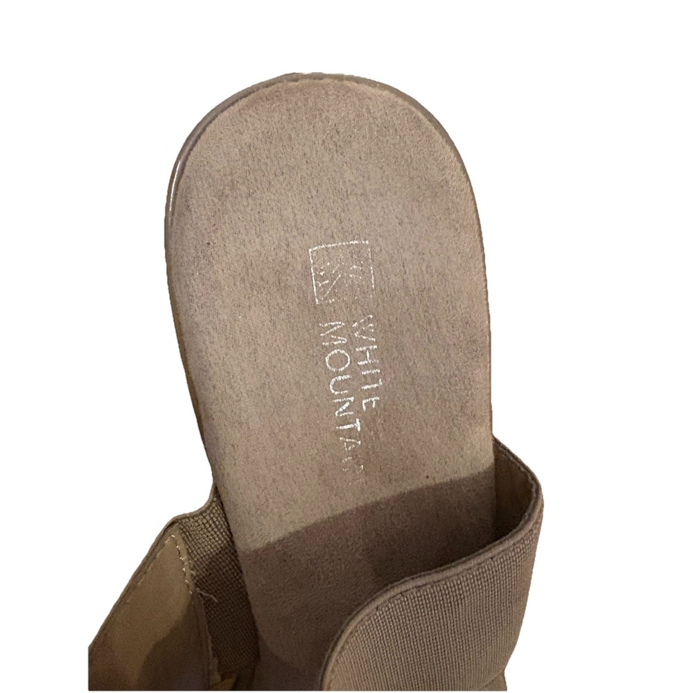 Women's Tan Wedge Sandals Slip On Comfort Elastic T Strap Size 10M - Picture 3 of 7